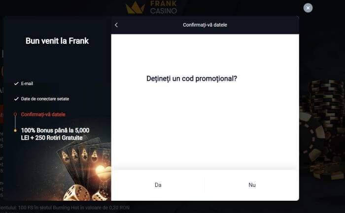 cod promo frank casino